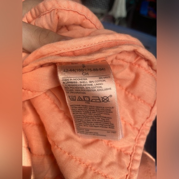 Gap Orange Quilted Cotton Dyed Bomber Style Jacket - Picture 5 of 5